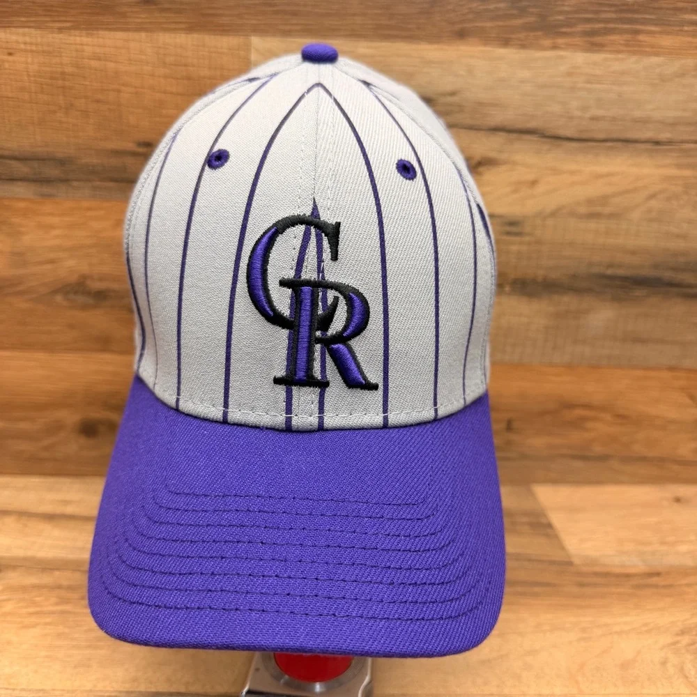 Vtg Colorado Rockies Hat New size S/M Era Black and White 39THIRTY Cap